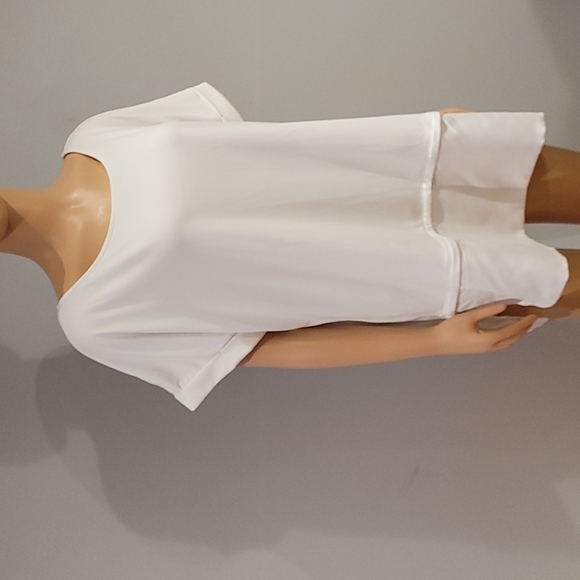 Calvin Klein Alabaster white cuff short sleeve oversized blouse size Large - Picture 2 of 7